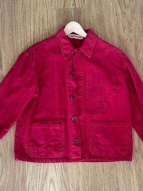 Caron Callahan Krasner Work Jacket Red Crimson Small